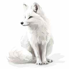 Obraz premium Elegant White Fox on White Background Vector Illustration