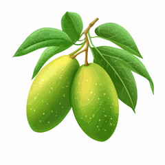 Vibrant Green Mango Vector Art on White Background