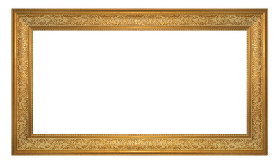 Old vintage golden frame isolated on a white background