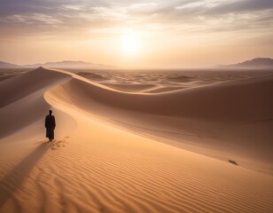 un hombre solitario andando por el desierto