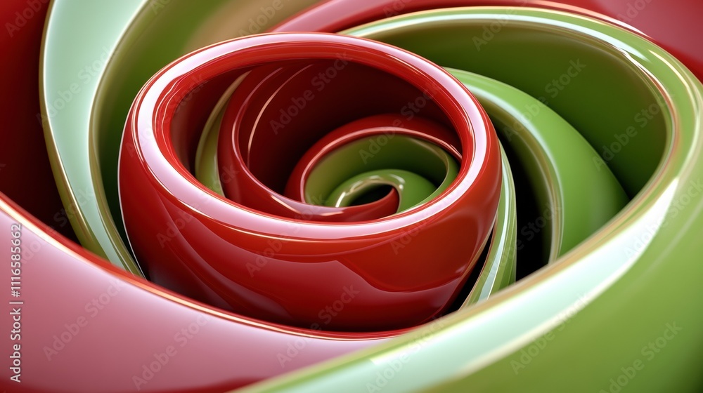 Poster swirling red and green abstract shapes create a mesmerizing visual effect, ai