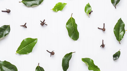  Clove_leaves_over_white_background