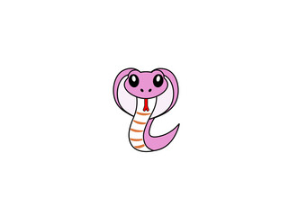 Vector illustration of a cartoon pink snake. Logo for the year of the snake