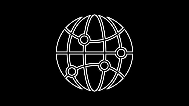 Global or word cyan icon animation on Isolated. World map Global map showing location of concern place. 4k Animation of Global map. 