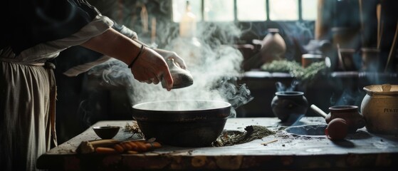 A solitary ship navigates through a soft, misty expanse, its silhouette outlined by pale morning light.