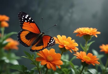 Obraz premium Polydamas butterfly perched on a bright orange flower, landscape, petal, polydamas