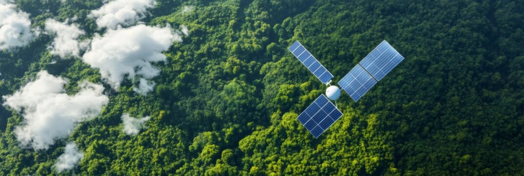 global connectivity, a detailed image of a satellite-based global radio network emphasizing community connection for world radio day, with an ample text area on the right