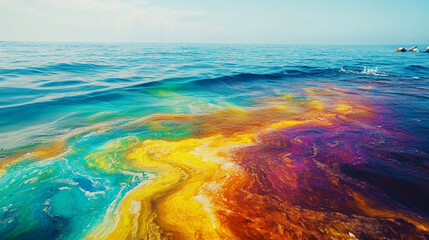 view of the sea and sky and  water pollution 