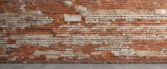 Weathered brick wall with beige cement texture, urban landscapes , architectural details