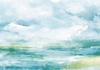 Abstract Coastal Seascape Painting