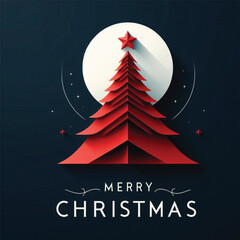 merry christmas card with tree