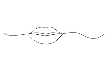 Fototapeta premium Lips continuous one-line drawing. Woman lips logo on white background Vector illustration