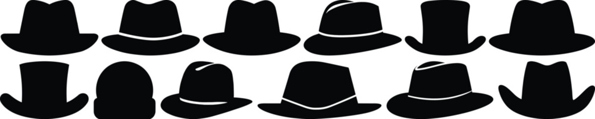 Hat silhouette set vector design big pack of fashion illustration and icon