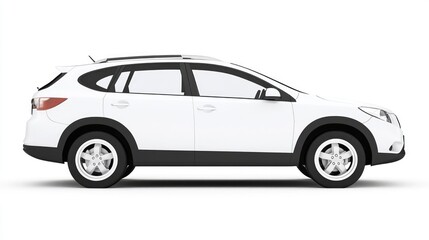 Fototapeta premium Sleek SUV Car Isolated on Crisp White Background - Side View of a Modern Hybrid Auto
