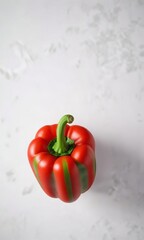 Green and red striped bell pepper on a crisp white background , colorful, bell pepper