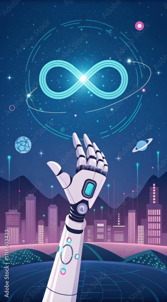 Poster exploring the potential of metaverse technology in artificial intelligence advancements. generative 