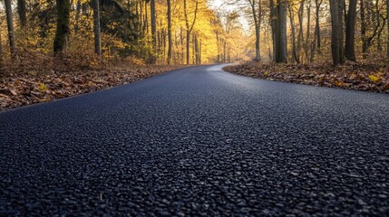 Obraz premium Desolate Asphalt Pathway Through Harz National Park at Twilight