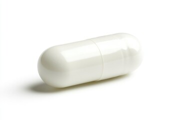 Isolated White Pill Capsule on Bright Background for Health and Supplement Imagery