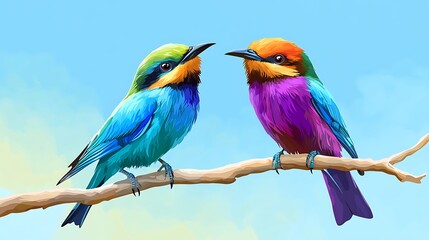 Obraz premium Birds flying with blue background free vector image