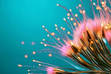 Fototapeta premium Vibrant Floral Abstract with Bokeh Background - A mesmerizing close-up of colorful floral elements with sparkling bokeh lights, symbolizing nature's beauty, creativity, and elegance.