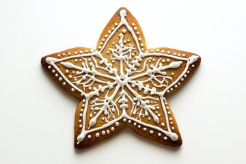 Obraz premium A Beautiful and Delightful StarShaped Gingerbread Cookie Adorned with Icing Decoration