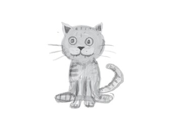 Obraz premium Funny gray cats childish drawing style, isolated