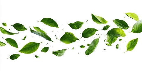 Obraz premium Soaring Green Foliage: Vibrant Leaves Dancing in the Wind Against a Pristine Backdrop