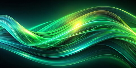 Naklejka premium Abstract Green Glowing Swirling Lines, digital art , graphic design