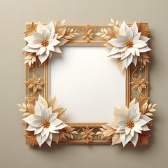 Elegant Gold Frame Adorned With White Poinsettia Flowers