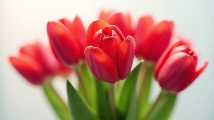 Fototapeta premium Vibrant red tulips in a beautiful bouquet celebrating spring's arrival