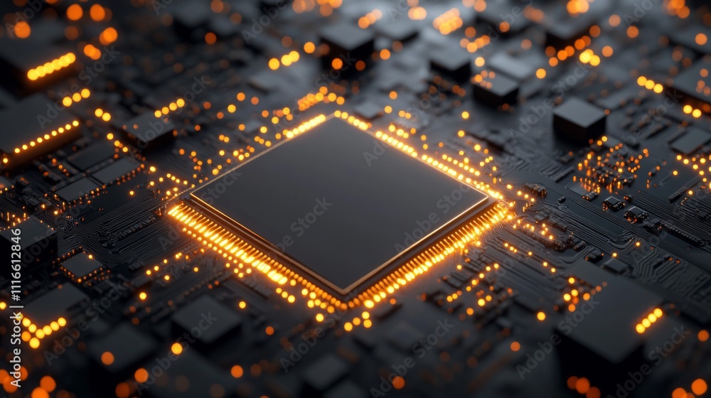 Poster a close-up view of a cpu chip on a circuit board