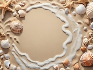 Obraz premium Seashells and Sand: A Coastal Composition