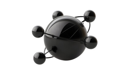 white black atom 3d render icon isolated on transparent background on transparent background png