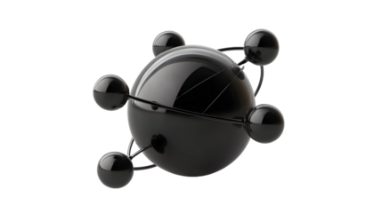 white black atom 3d render icon isolated on transparent background on transparent background png