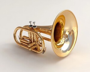 Naklejka premium Elegant Double Horn: Isolated Brass Instrument Perfect for Jazz and Orchestra Ensembles