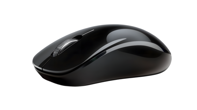 Wireless mouse with a sleek ergonomic design on transparent background png 
