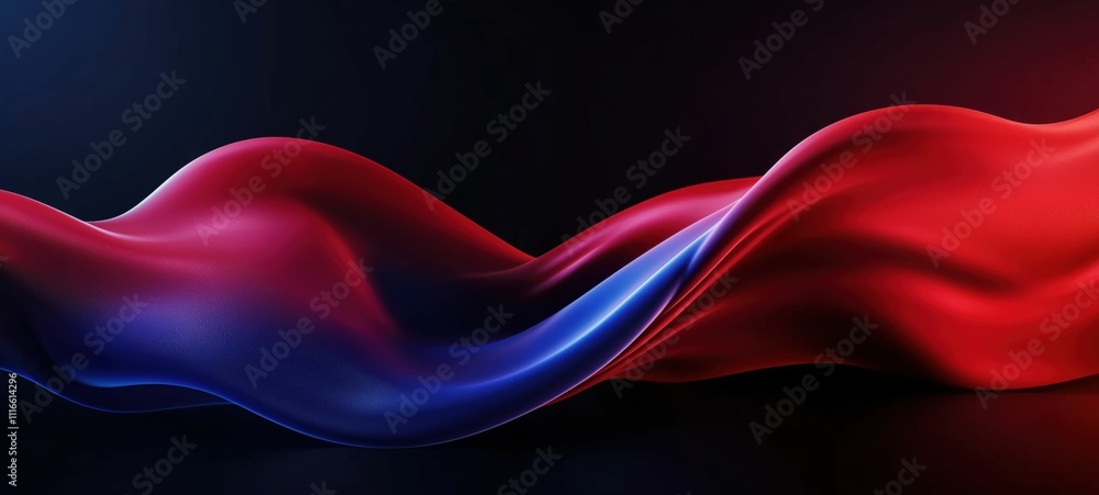 Poster elastic dynamic wave: minimalist ui design with soft red and dark blue gradient shapes