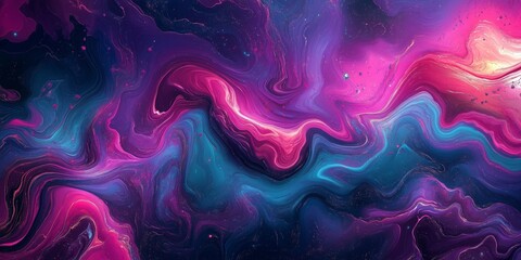 Obraz premium Psychedelic abstract liquid flow of vibrant colors and shimmering metallic highlights.