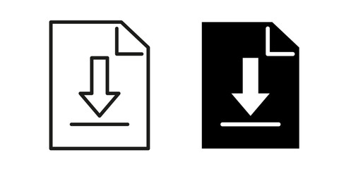 Document icon. File download icon
