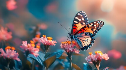 Radiant Butterfly Colors Highlighting Nature's Beauty Summer Garden Delightful Scene Illustration