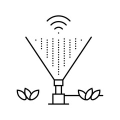 smart irrigation water saving line icon vector. smart irrigation water saving sign. isolated contour symbol black illustration