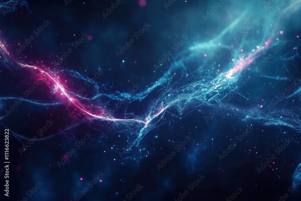 Poster here's a and keyword list suitable for a stock photo site.. abstract energy flow, glowing nebula, co