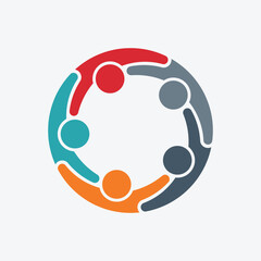 Colorful Circle Icon Representing Teamwork, Unity, Collaboration, and Community Design