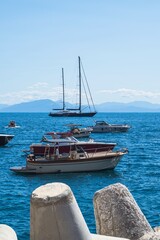 Obraz premium Boats on sea, Amalfi, Salerno, Campania, Italy, Europe