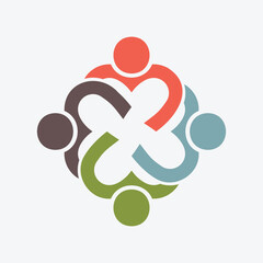 Colorful Unity Heart Symbol Representing Collaboration, Diversity, Community, and Togetherness Design