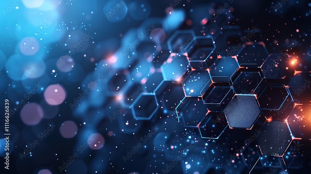 Wall mural abstract technology or medical background with hexagons shape pattern. concepts and ideas for health