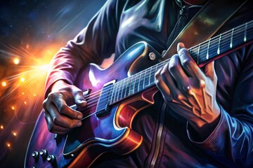 Obraz premium Strumming the heartstrings in a vibrant musical night full of energy and passion