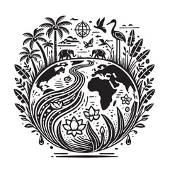 World Wetlands Day black color vector white color background