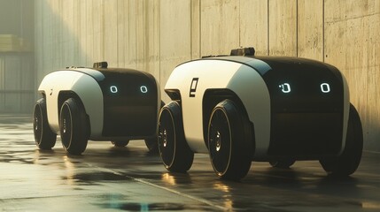 Two Autonomous Delivery Vehicles in a Concrete Setting