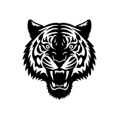 a vector illustration of a black tiger head silhouette